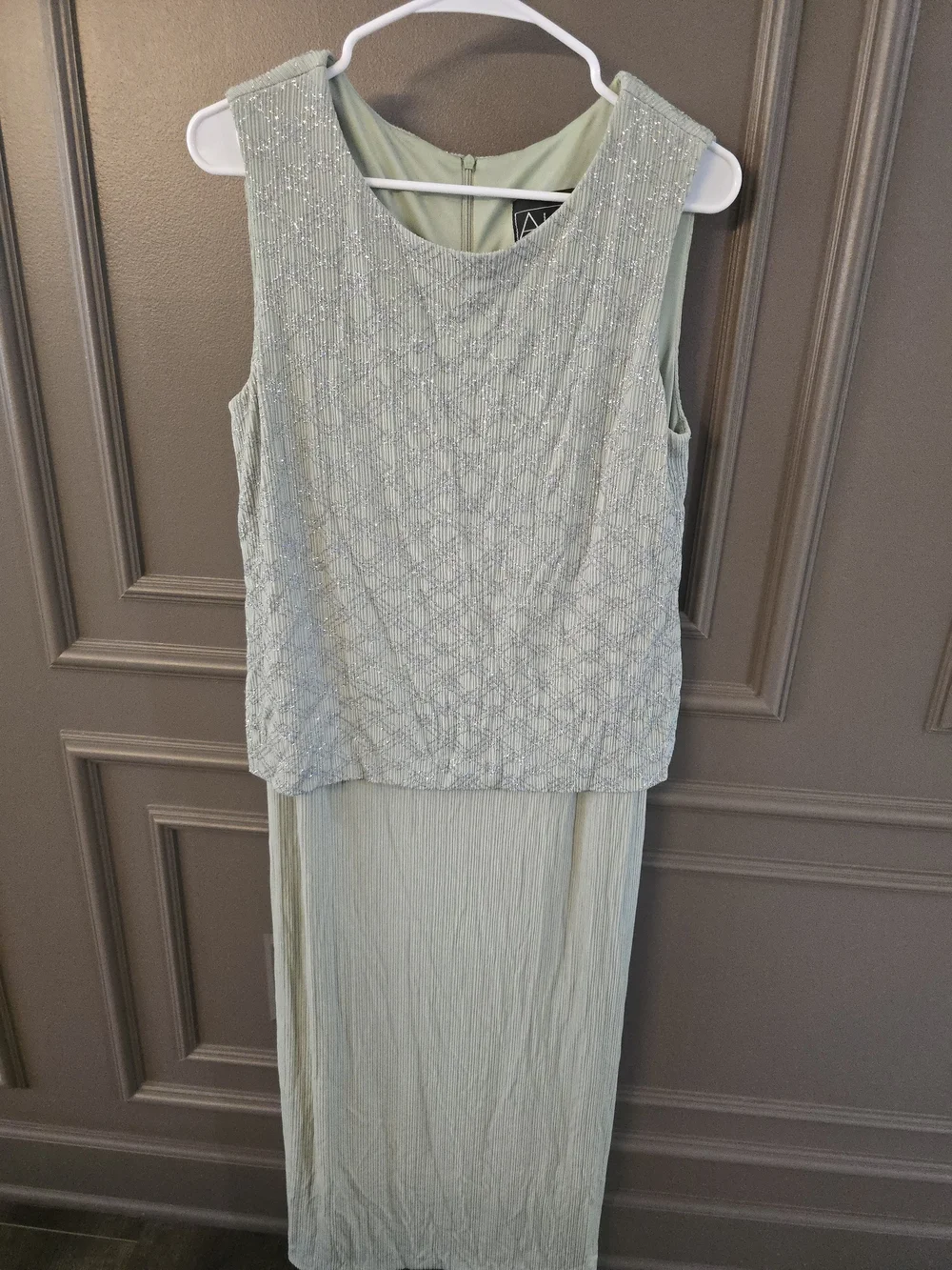 Alex Evenings Pale Sage Sparkle Open-Front Cardigan Set